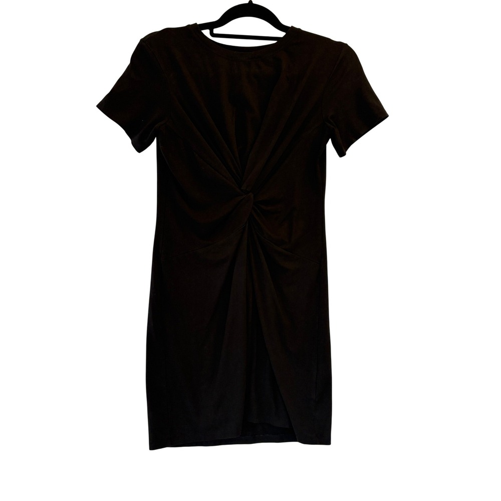 Theory Knot Tee Dress Small Black Rubric Twist Short Sleeve Minimalist LBD